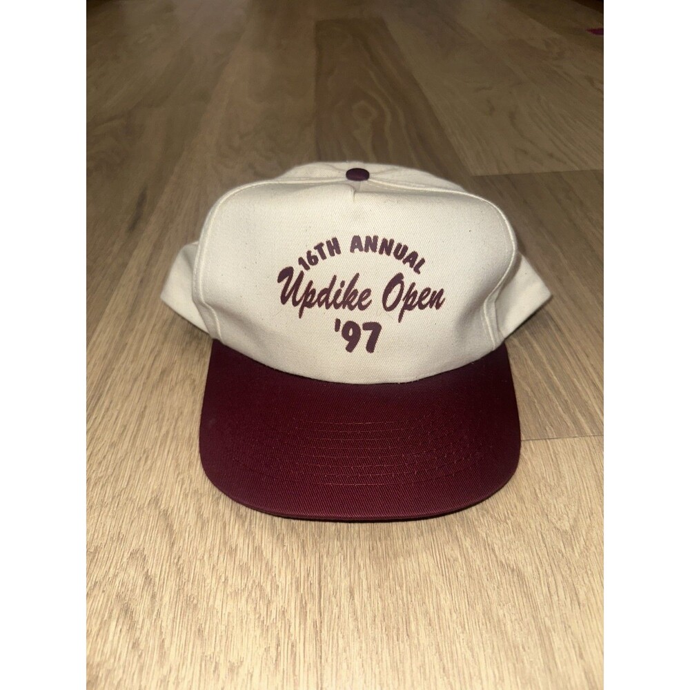 Vintage Toppers Snapback Hat White Red Updike Open 1997 Golf